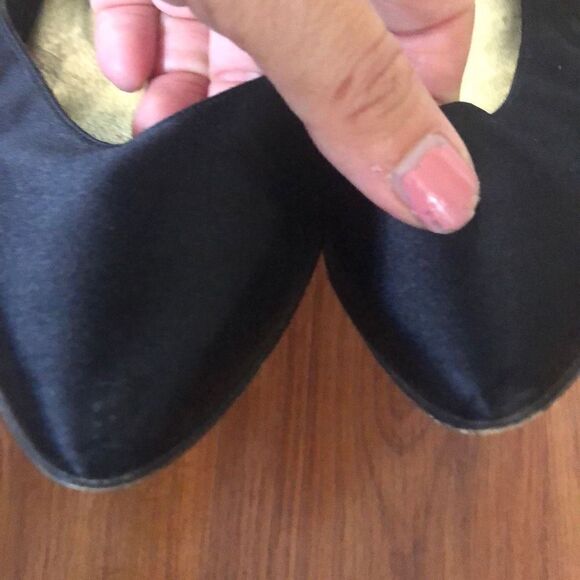 Yves Saint Laurent Paris Vintage black satin mid he’ll slingbacks classics size - Picture 6 of 8